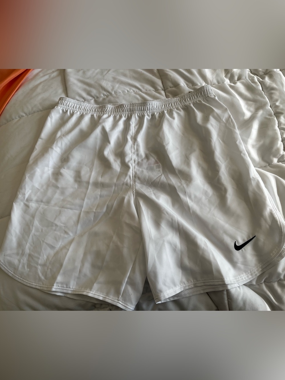 Nike Men's White Athletic Shorts with Elastic Waist